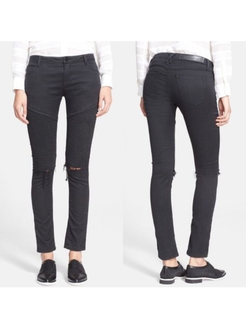 Each x Other Contrast Panel Moto Jeans Knee Slit